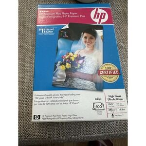 HP Premium Plus Photo Paper  100 Sheets Inkjet Hi Gloss New In Box
